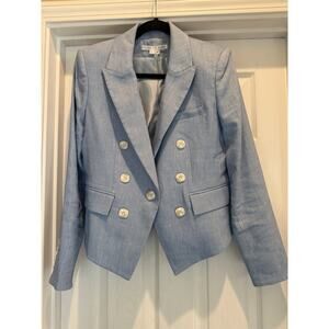 Veronica Beard Diego Linen Dickey Blazer Size 10 in Lake Blue